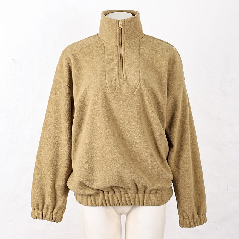 Original Fall Winter Lamb Fleece Hoodie Women Casual Loose Thick Zipper Long Sleeve Lapel Pullover Top Lady Hoodies Streetwear