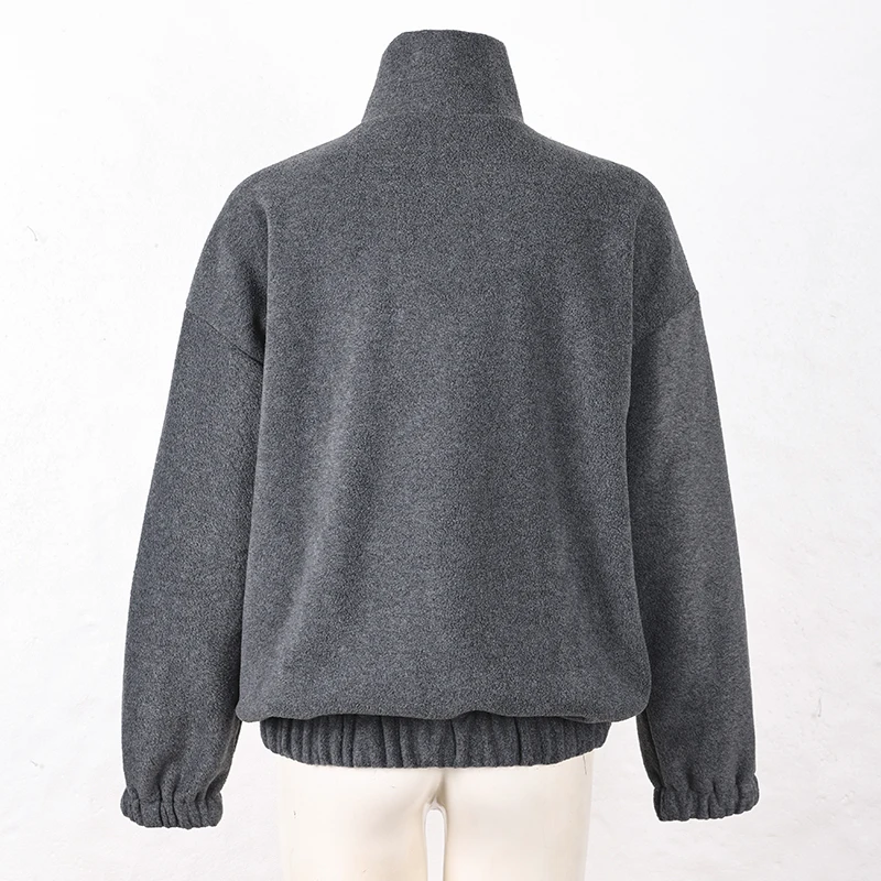 Original Fall Winter Lamb Fleece Hoodie Women Casual Loose Thick Zipper Long Sleeve Lapel Pullover Top Lady Hoodies Streetwear