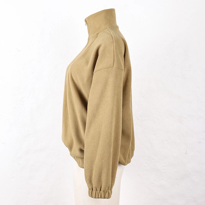 Original Fall Winter Lamb Fleece Hoodie Women Casual Loose Thick Zipper Long Sleeve Lapel Pullover Top Lady Hoodies Streetwear