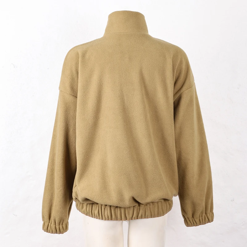 Original Fall Winter Lamb Fleece Hoodie Women Casual Loose Thick Zipper Long Sleeve Lapel Pullover Top Lady Hoodies Streetwear