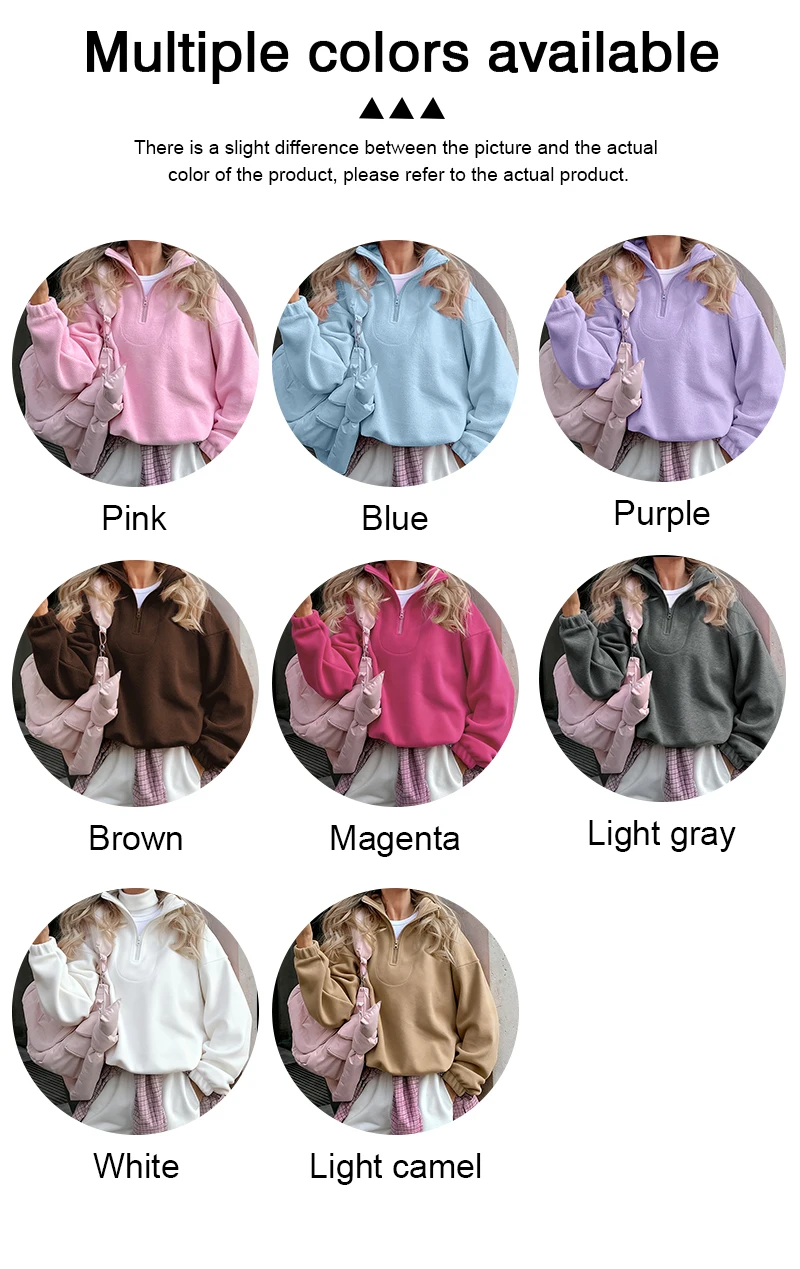 Original Fall Winter Lamb Fleece Hoodie Women Casual Loose Thick Zipper Long Sleeve Lapel Pullover Top Lady Hoodies Streetwear