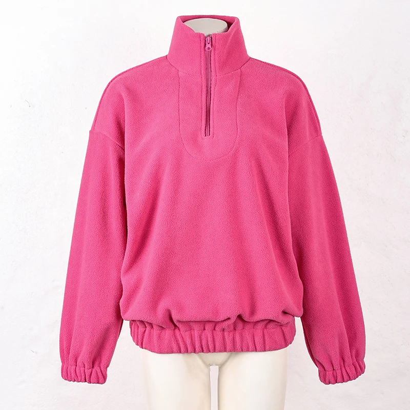 Original Fall Winter Lamb Fleece Hoodie Women Casual Loose Thick Zipper Long Sleeve Lapel Pullover Top Lady Hoodies Streetwear