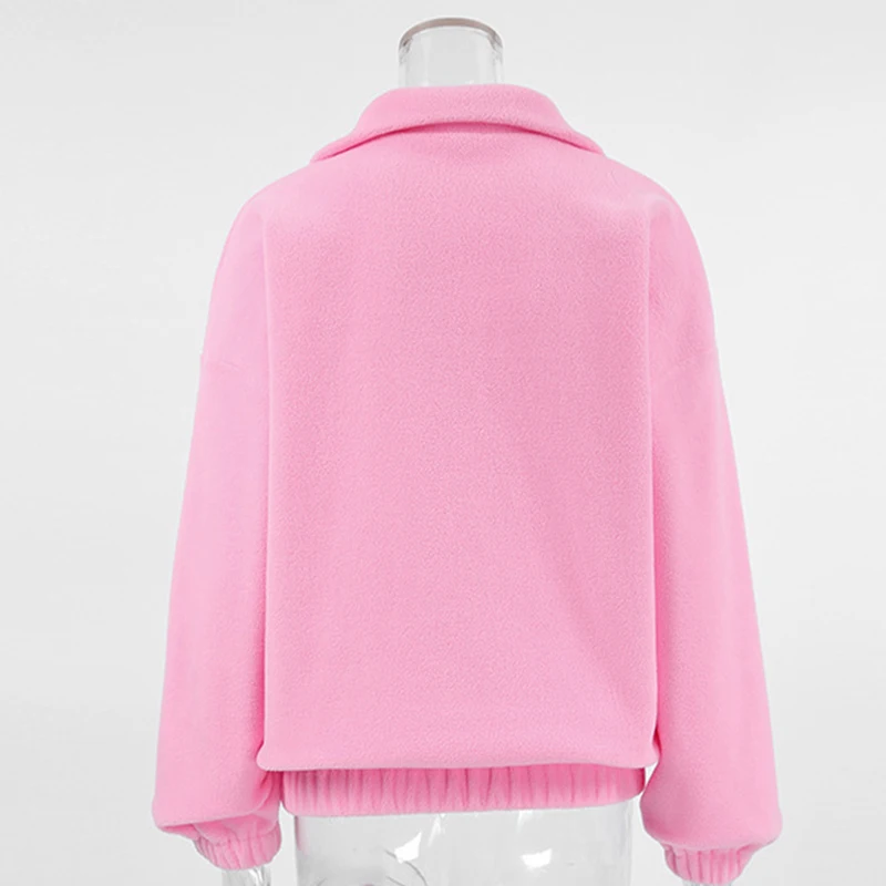 Original Fall Winter Lamb Fleece Hoodie Women Casual Loose Thick Zipper Long Sleeve Lapel Pullover Top Lady Hoodies Streetwear