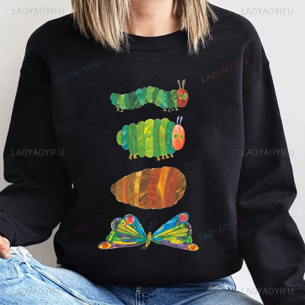 The Very Hungry Caterpillar Sweatshirt Cute Fnny Hungry Caterpillar Bookish Pullovers Man Women Retro Trend Cool Street Hoodies