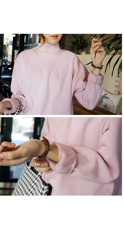 Woman Sweatshirts 2025 Sweet Korean O-neck Knitted Pullovers Thick Autumn Winter Candy Color Loose Hoodies Solid Womens Clothing