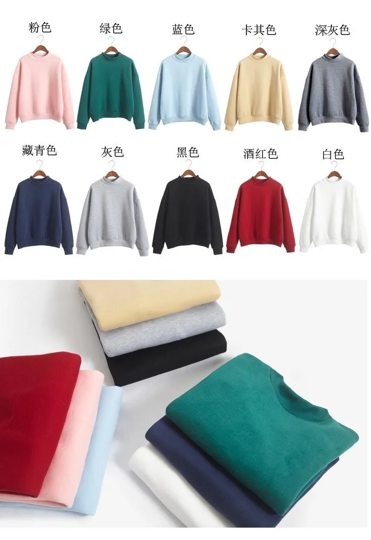 Woman Sweatshirts 2025 Sweet Korean O-neck Knitted Pullovers Thick Autumn Winter Candy Color Loose Hoodies Solid Womens Clothing