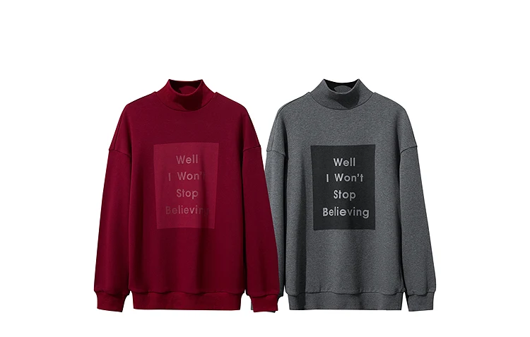 AMII Woman Sweatshirts 2025 Autumn New Minimalist Turtleneck Top Women Loose Knitted Christmas Cotton Female Sweatshirt 12544006