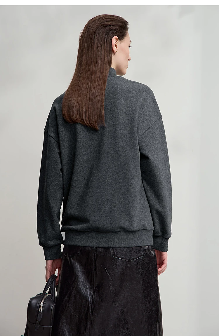 AMII Woman Sweatshirts 2025 Autumn New Minimalist Turtleneck Top Women Loose Knitted Christmas Cotton Female Sweatshirt 12544006
