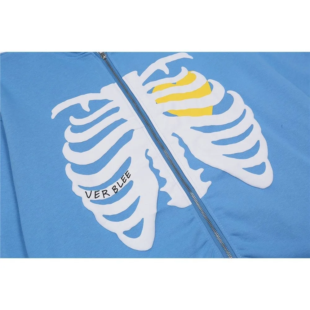 Y2K Skeleton Hoodies Women 2025 Vrouwen Gothic Zwart Zip Up Oversized Sweatshirt Dames Retro Harajuku Capuchon Streetwear Tops