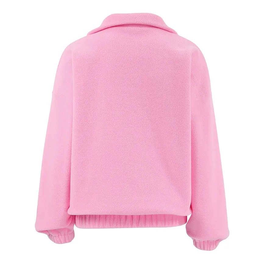 Talenza Women's Sports Pullover Sweatshirt Autumn New Pink Long Sleeve Loose Sweatshirt Casual Stand Collar Women's Pullover Y2k