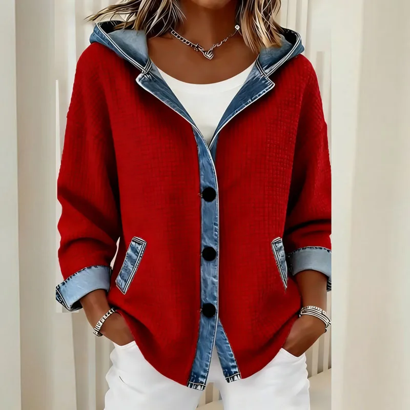 Y2K Clothes Hoodies New Plaid Print Hooded Sweatshirts Woman Retro Patchwork Button Top Cardigan Autumn Long Sleeve Coat Jackets