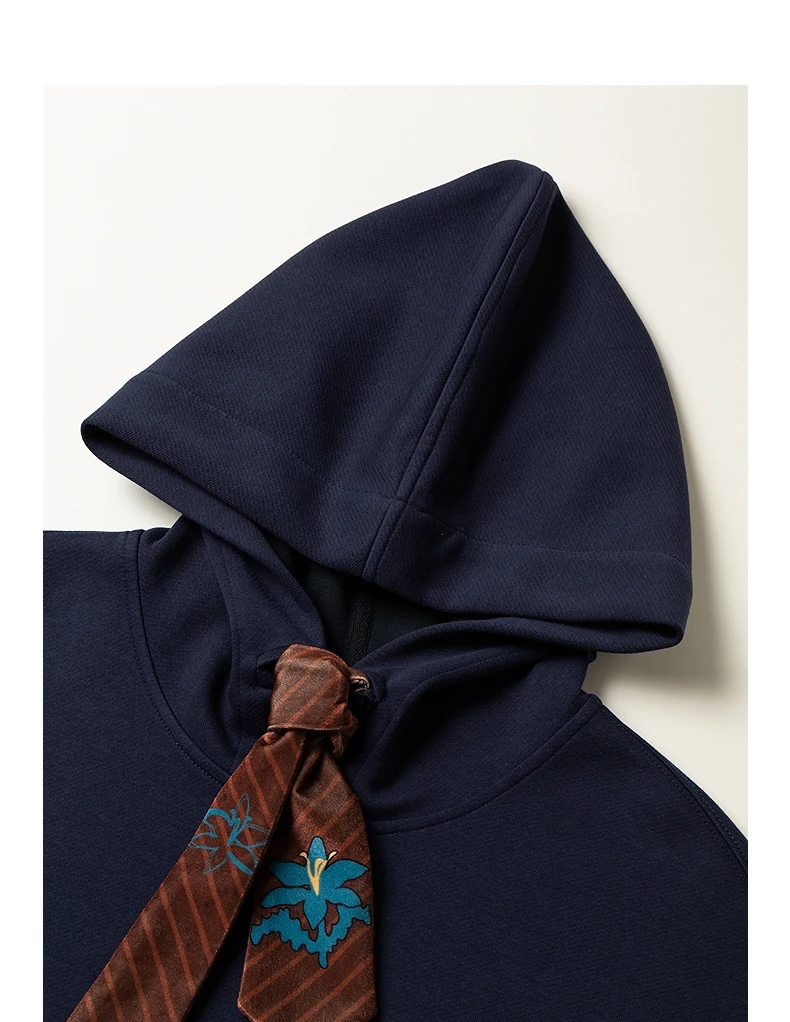 TOYOUTH Liberte Series Women Sweatshirt 2026 Autumn New Nomadic Print Ribbon Detail Hooded Loose Top