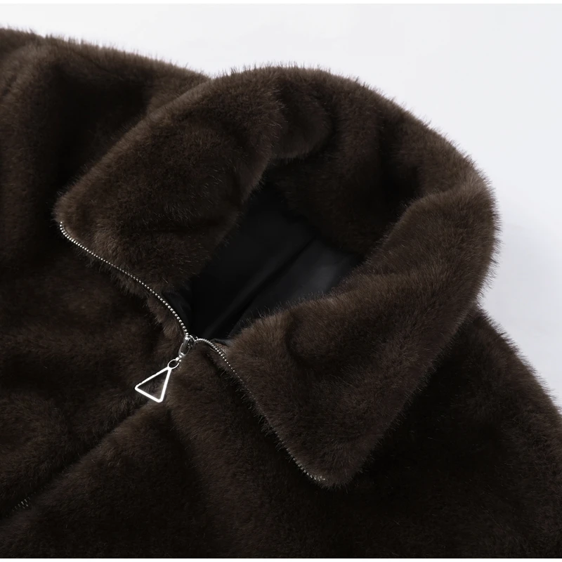 2026 Spring Autumn New Faux Fur Sweatshirt For Women Casual Stand Collar Long Sleeve Pockets Jumpers Female Chic Street Chic Top