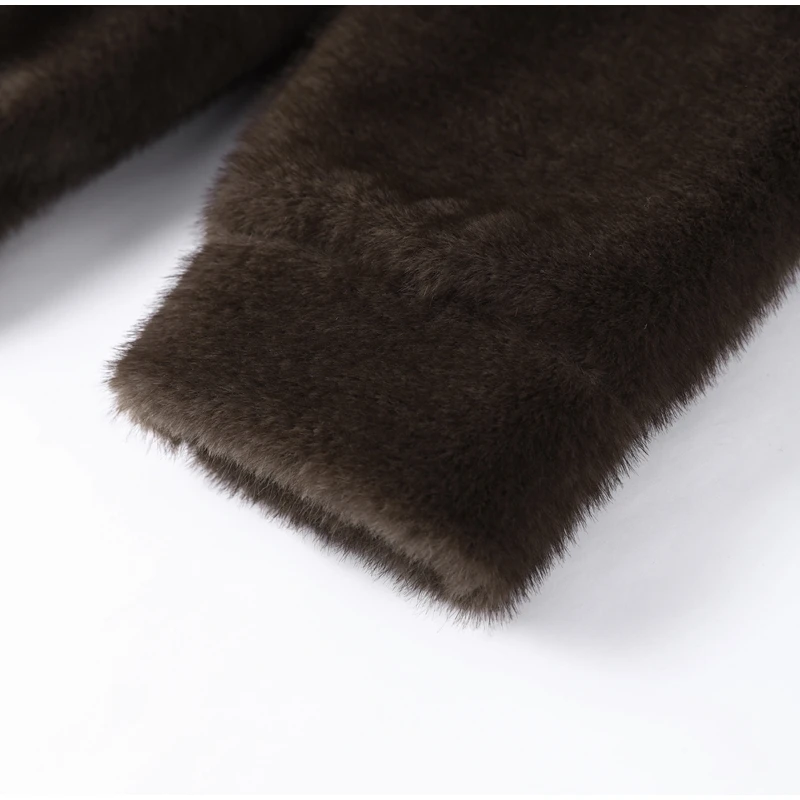 2026 Spring Autumn New Faux Fur Sweatshirt For Women Casual Stand Collar Long Sleeve Pockets Jumpers Female Chic Street Chic Top