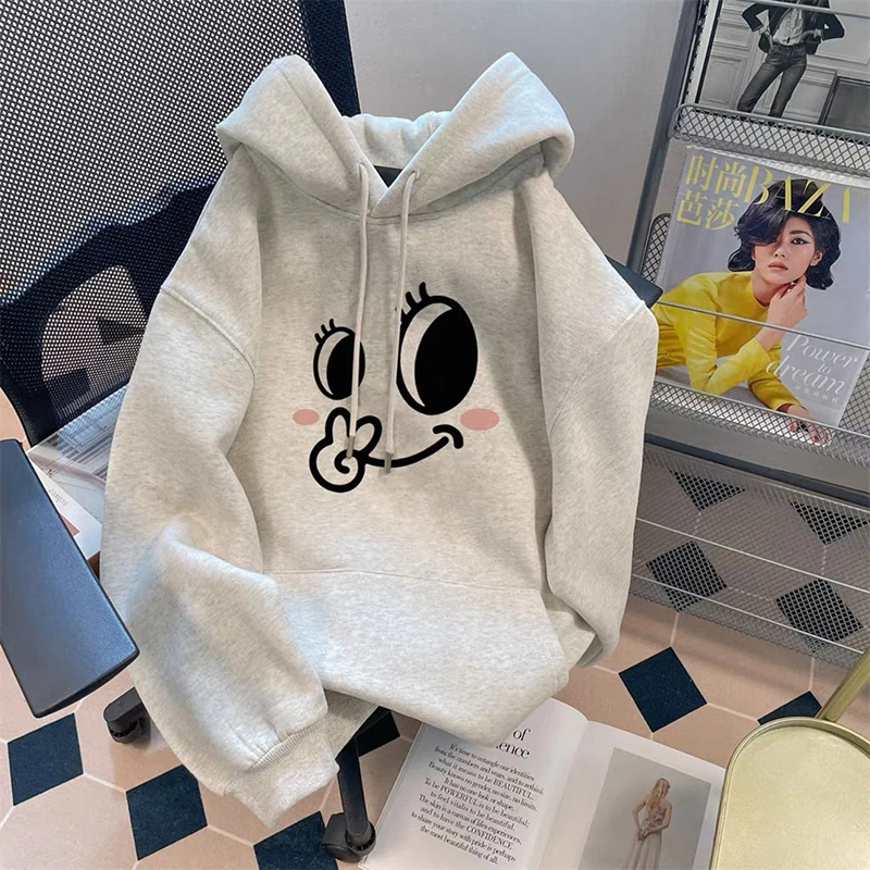 Winter Thick Kawaii Hoodies Women Warm Long Sleeve Loose Cute Sweatshirt Fashion Female Preppy Style Casual Sweet Outwear Tops