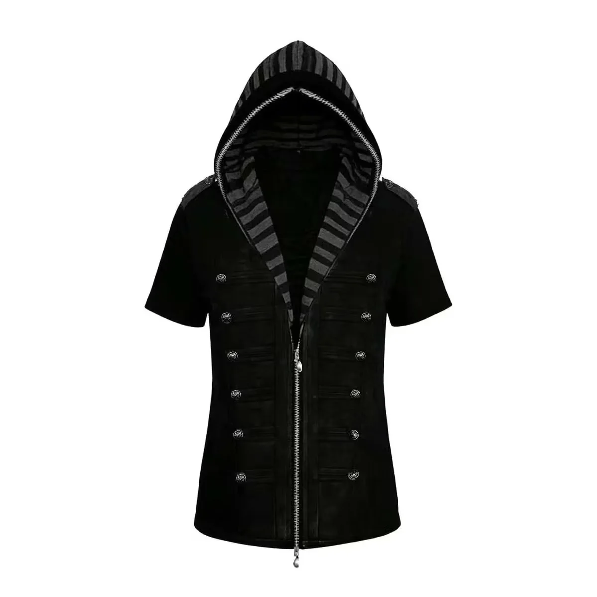 2026 Zebra Print Zip Up Hoodie Women's Clothing Hooded Short Sleeve Sweatshirts Y2k Tops Punk Causal Tees Fashion Summer Hoodies