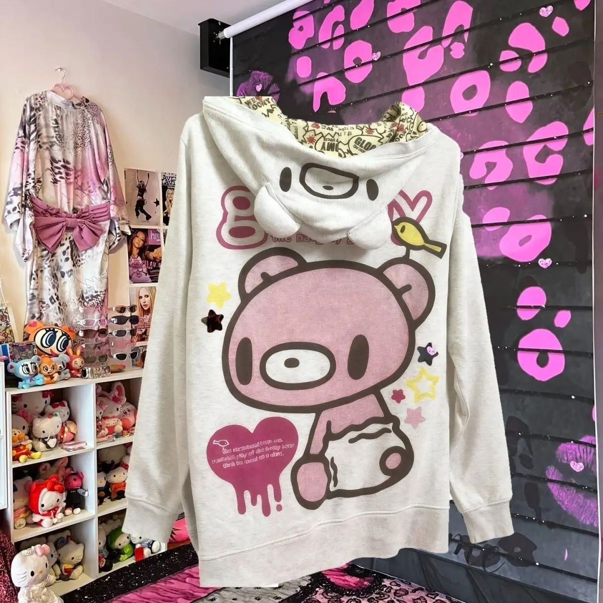 Subculture Blood Powder Violent Bear Zip Up Hoodie Loose Anime Hoodies Women Fleece Sweatshirt Top Harajuku Shibuya Jacket