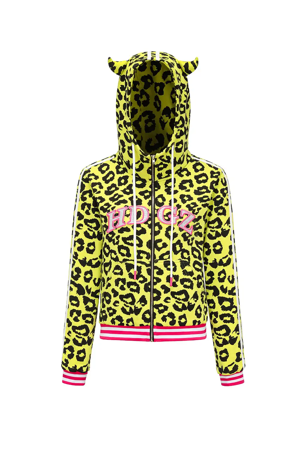 Harajuku Leopard Print Zip-up Hoodie Casual Outerwears Womens Sweatshirt Outdoor Clothes Woman Sweatshirts New Style Clothing