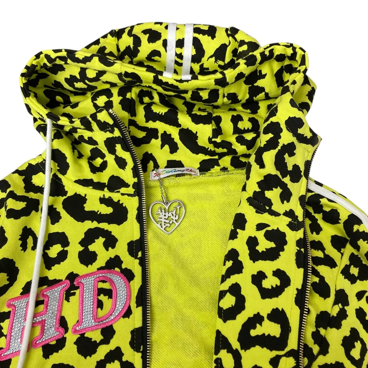 Harajuku Leopard Print Zip-up Hoodie Casual Outerwears Womens Sweatshirt Outdoor Clothes Woman Sweatshirts New Style Clothing