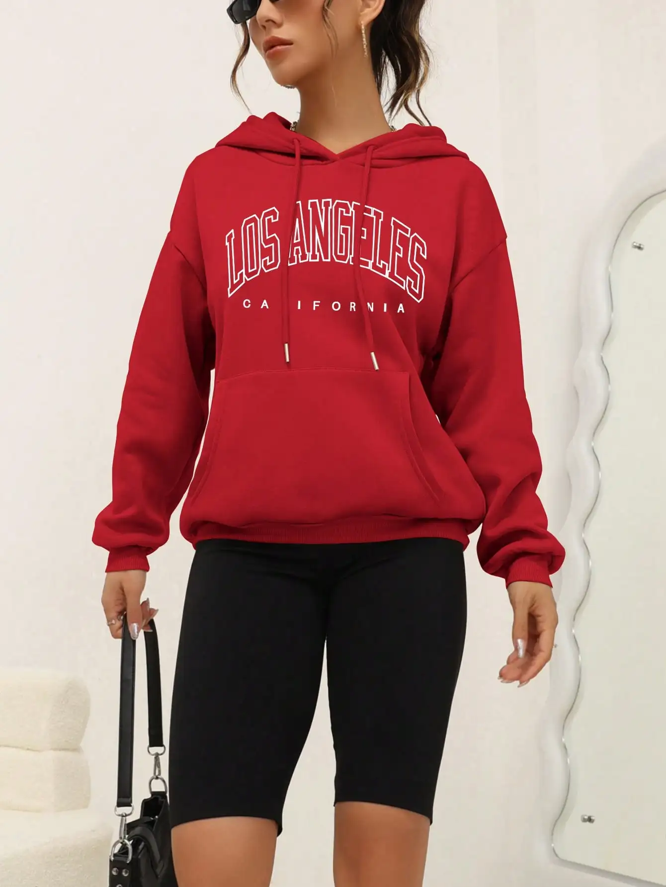 Los Angeles Art Letter Design Women Hoodies American Style Casual Hoody Autumn Hip Hop Female Hoodie Casual Fleece Clothing