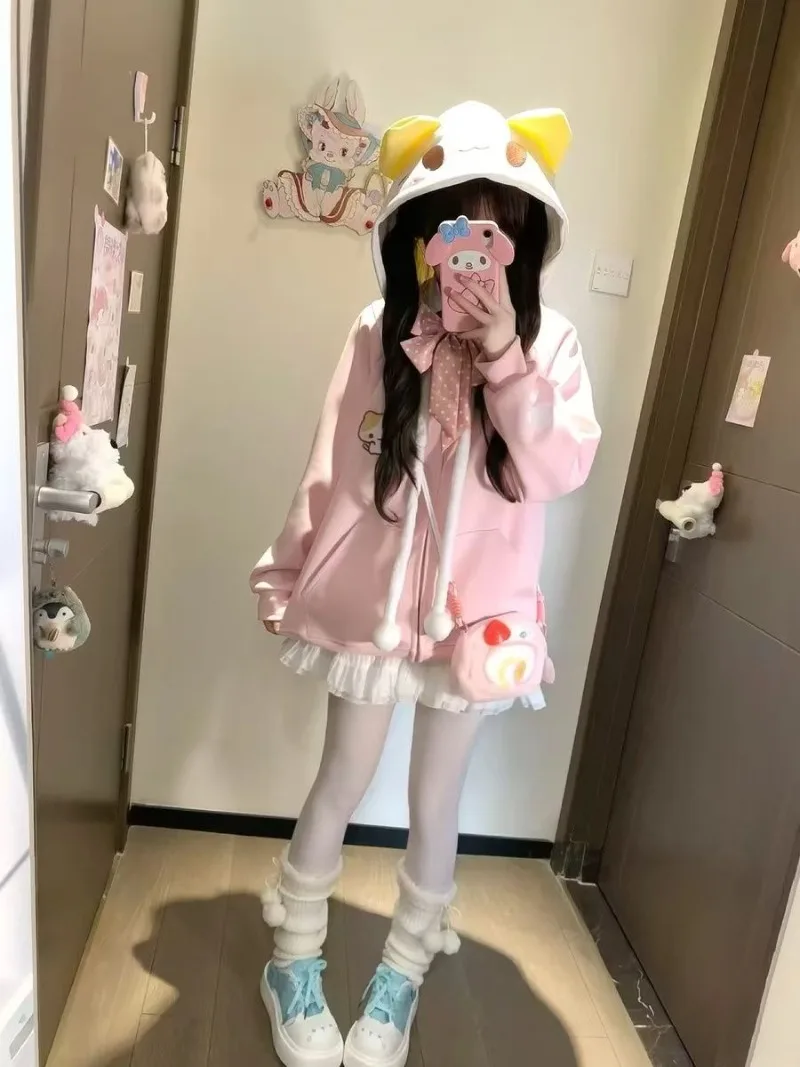 Sweet Embroidery Cute Harajuku Sweet Jackets Long Sleeve Cardigan Coat Women 2026 Spring New Hoodie Sweatshirts Mujer
