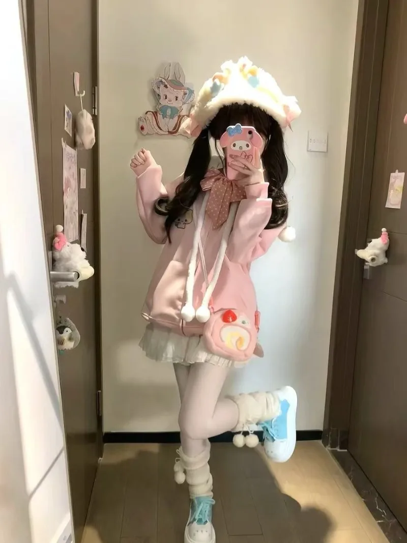 Sweet Embroidery Cute Harajuku Sweet Jackets Long Sleeve Cardigan Coat Women 2026 Spring New Hoodie Sweatshirts Mujer