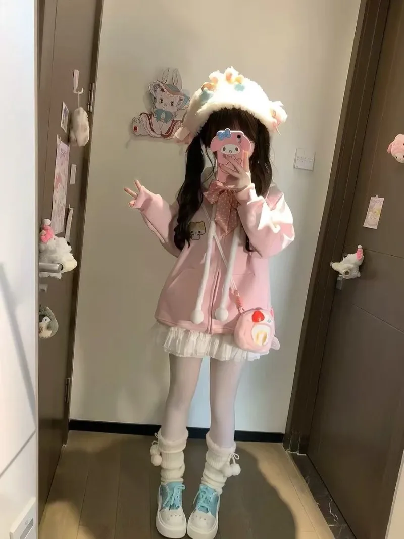 Sweet Embroidery Cute Harajuku Sweet Jackets Long Sleeve Cardigan Coat Women 2026 Spring New Hoodie Sweatshirts Mujer