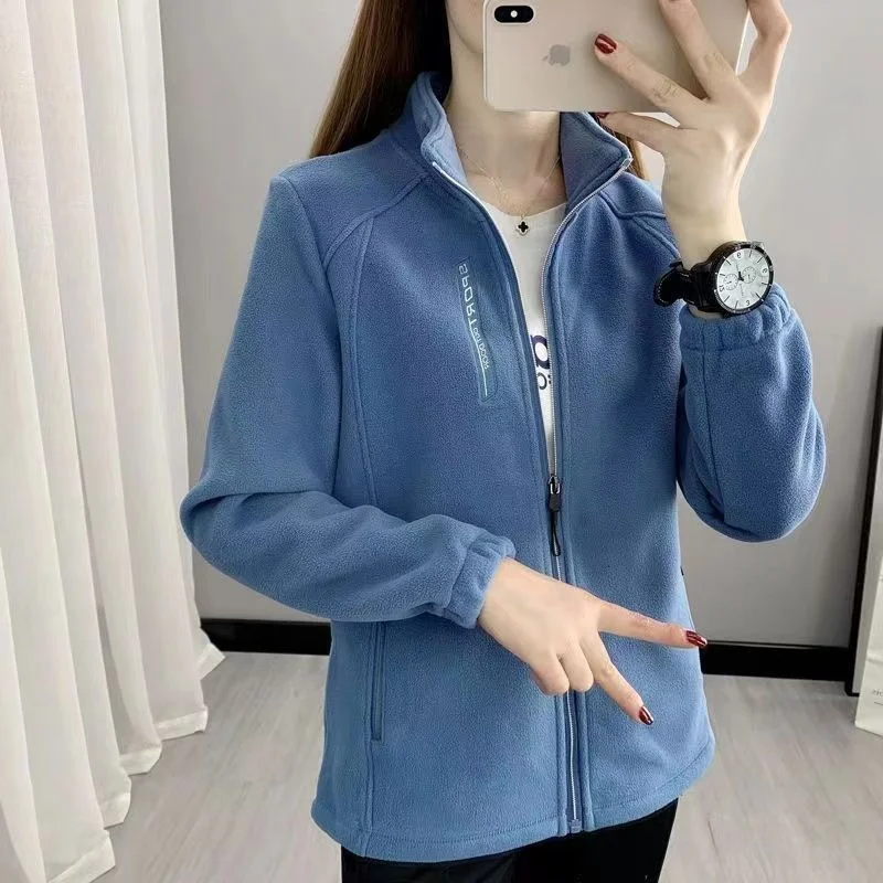 2025 Femme Leisure Stand-up Collar Sports Shirt Autumn Women Long Sleeves Sweatshirt Retro Ladies Large Size 5XL Fleece Outwear