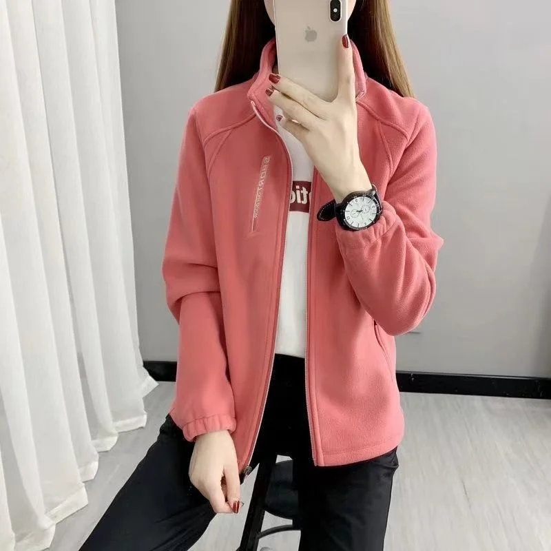 2025 Femme Leisure Stand-up Collar Sports Shirt Autumn Women Long Sleeves Sweatshirt Retro Ladies Large Size 5XL Fleece Outwear