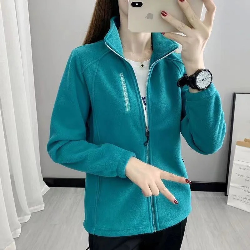 2025 Femme Leisure Stand-up Collar Sports Shirt Autumn Women Long Sleeves Sweatshirt Retro Ladies Large Size 5XL Fleece Outwear