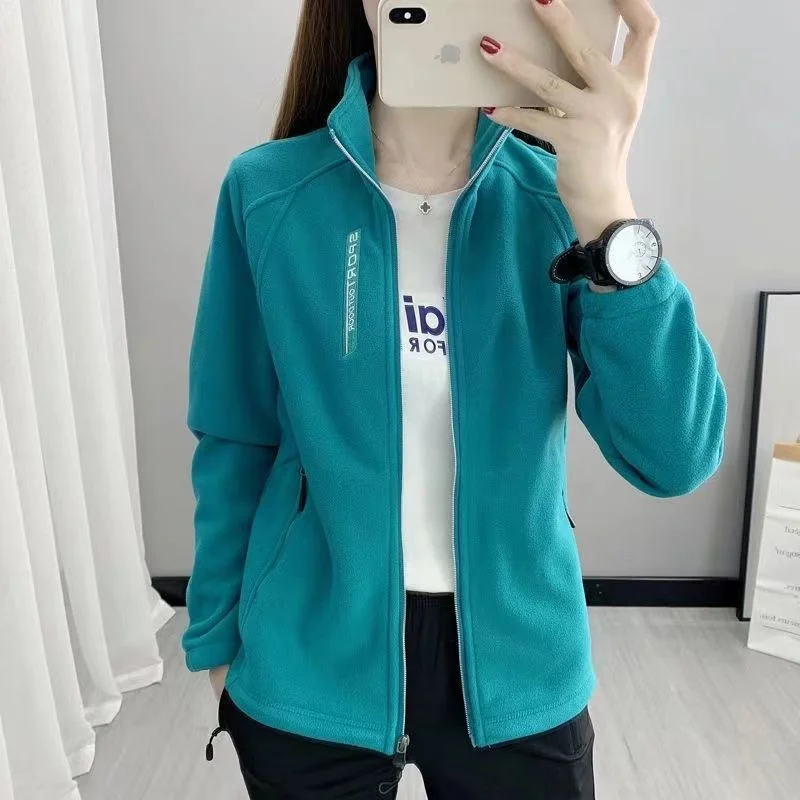 2025 Femme Leisure Stand-up Collar Sports Shirt Autumn Women Long Sleeves Sweatshirt Retro Ladies Large Size 5XL Fleece Outwear