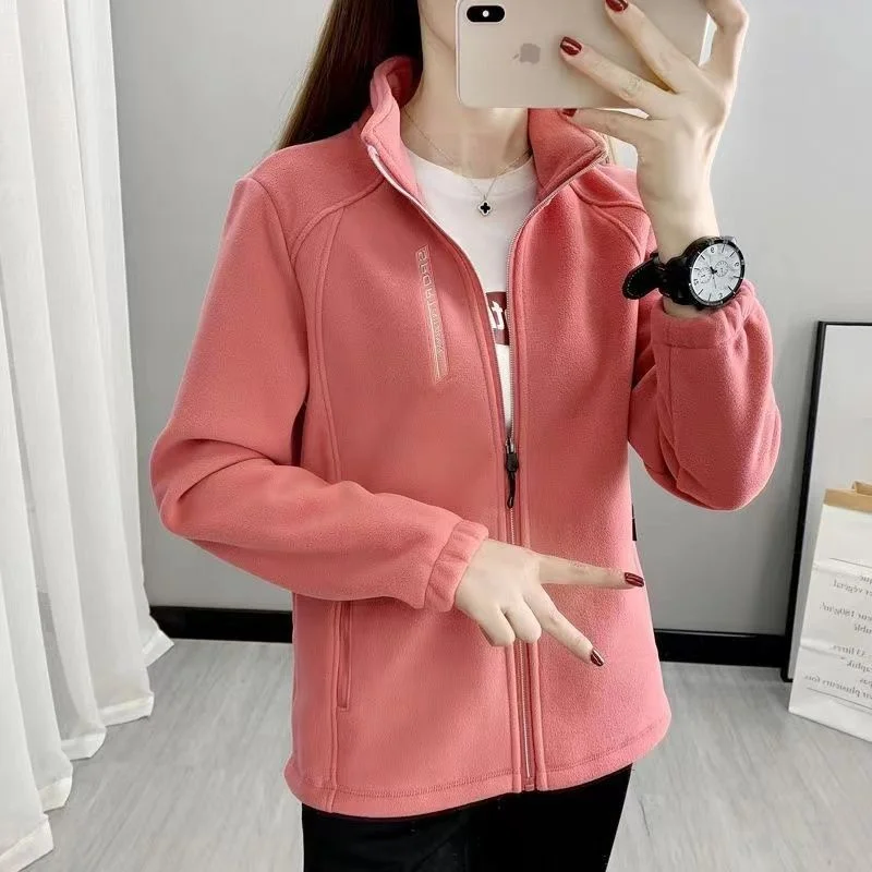 2025 Femme Leisure Stand-up Collar Sports Shirt Autumn Women Long Sleeves Sweatshirt Retro Ladies Large Size 5XL Fleece Outwear