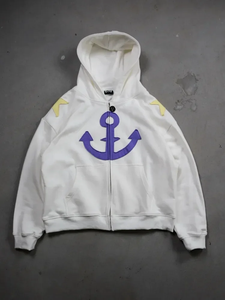 JoJo SBR Johnny Joestar Hoodie Anime Zip Up Jacket Y2K Aesthetic Star Print Oversized Casual Streetwear Sweatshirt