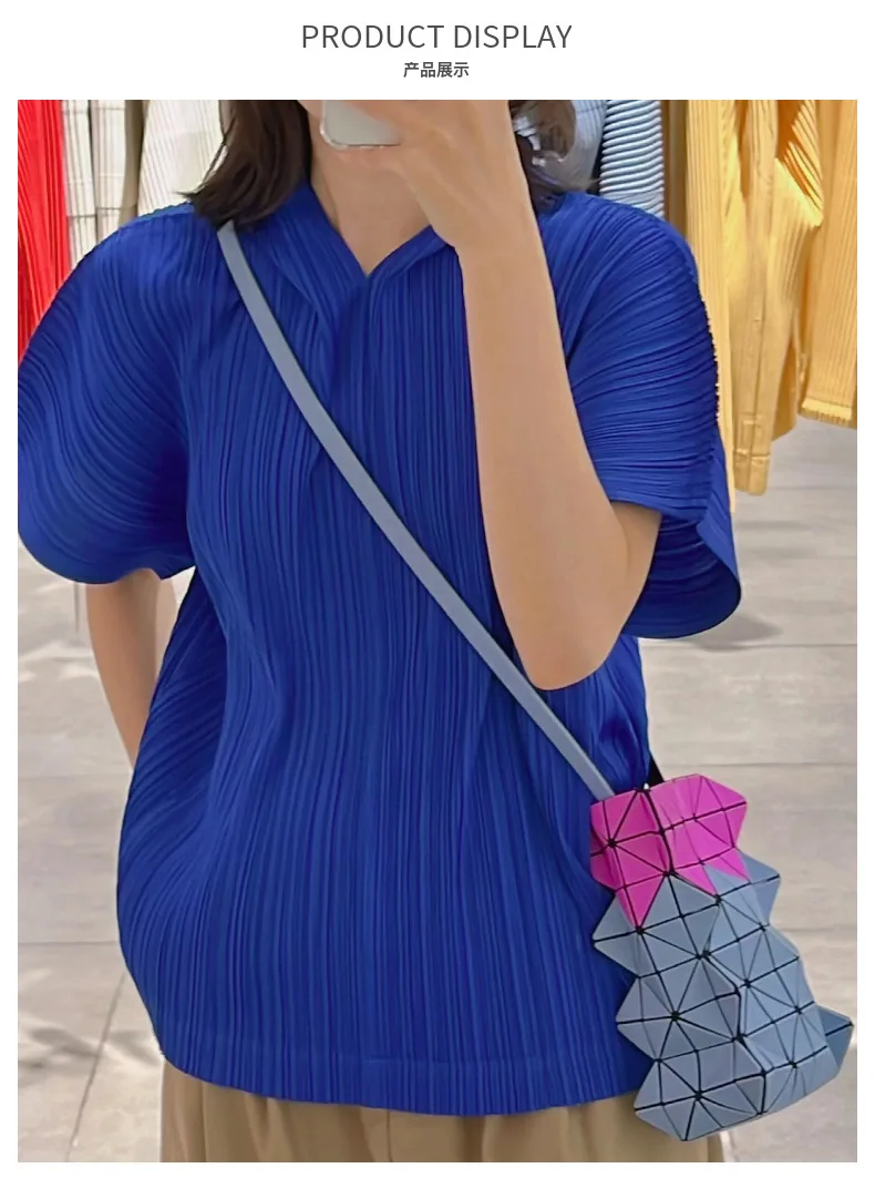 Miyake Pleated Top for Women 2026 Spring New Fashion Versatile Short-sleeved Fashion T-shirt for Women Folding Hooded Sweatshirt