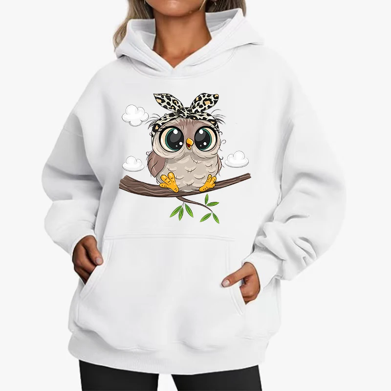 Cute Owl Design Women Hoodies American Style Casual Hoody Autumn Hip Hop Female Hoodie Casual Fleece Clothing Female Sweatshirt