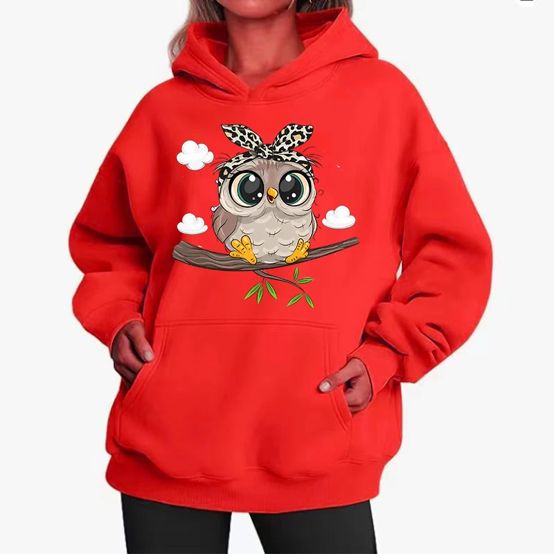 Cute Owl Design Women Hoodies American Style Casual Hoody Autumn Hip Hop Female Hoodie Casual Fleece Clothing Female Sweatshirt