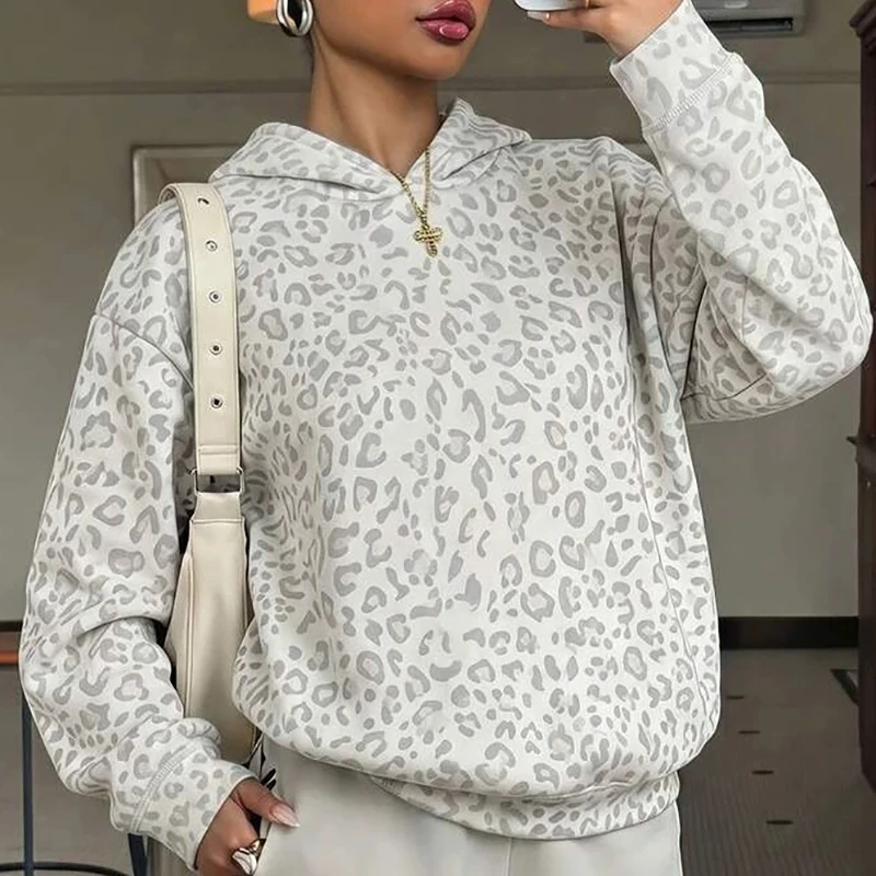 Autumn Winter Fashion Commuting Woman Hoodie New Retro Pattern Printed Long Sleeved Sweatshirt Casual Loose Street Hooded Top