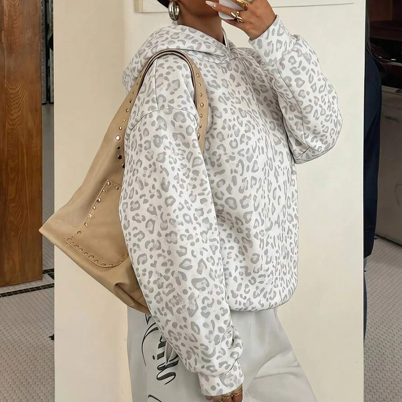 Autumn Winter Fashion Commuting Woman Hoodie New Retro Pattern Printed Long Sleeved Sweatshirt Casual Loose Street Hooded Top