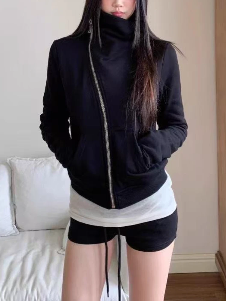 American Hooded Long Sleeve Jacket Women Autumn Winter Casual Coat Loose Cardigan Tops Harajuku Y2k Zipper 2025 Fashion New