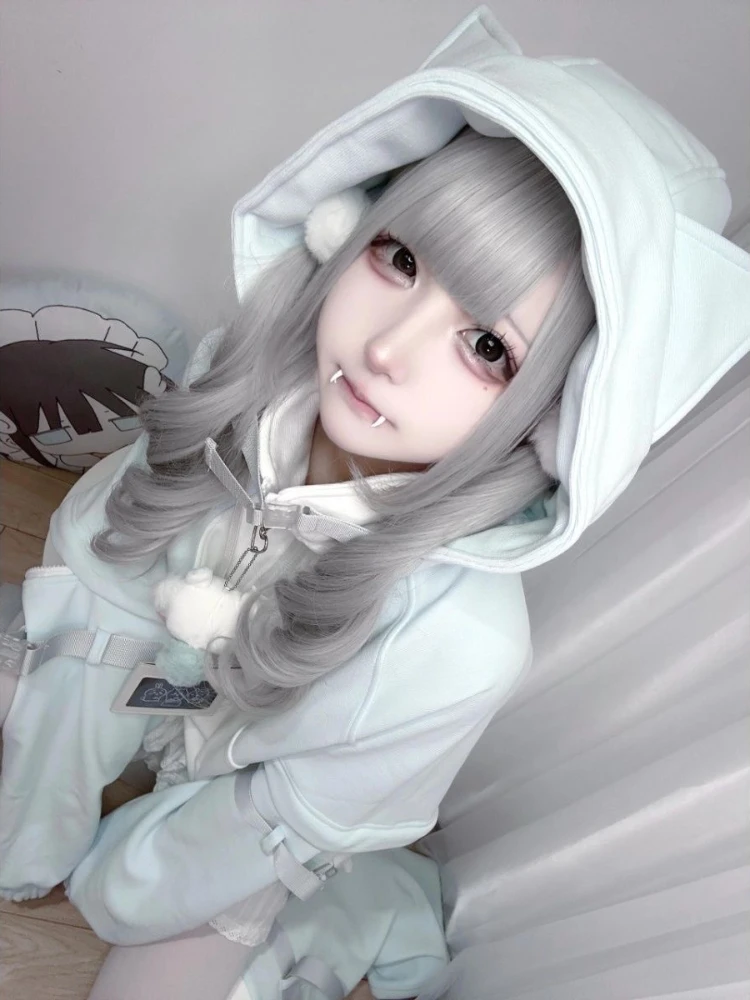 Y2k Subculture Long Sleeve Hoodie Women Casual Sweet Cat Ears Sweatshirt Patchwork Solid Kawaii Zipper Punk Style 2025 Autumn