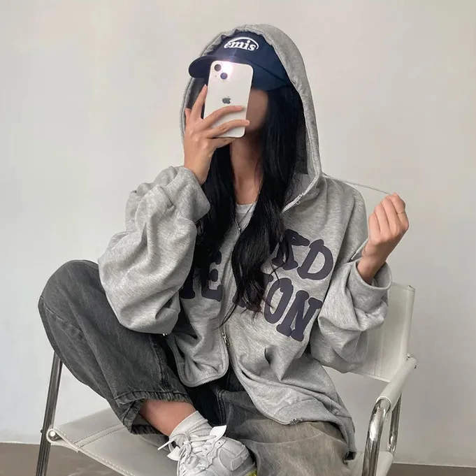 Women Sweatshirt Hoodie Clothes Y2k 2025 Fall New Hoodies Women High Street Harajuku Retro Hip Hop Zip Up Hoodie Loose Hoodie