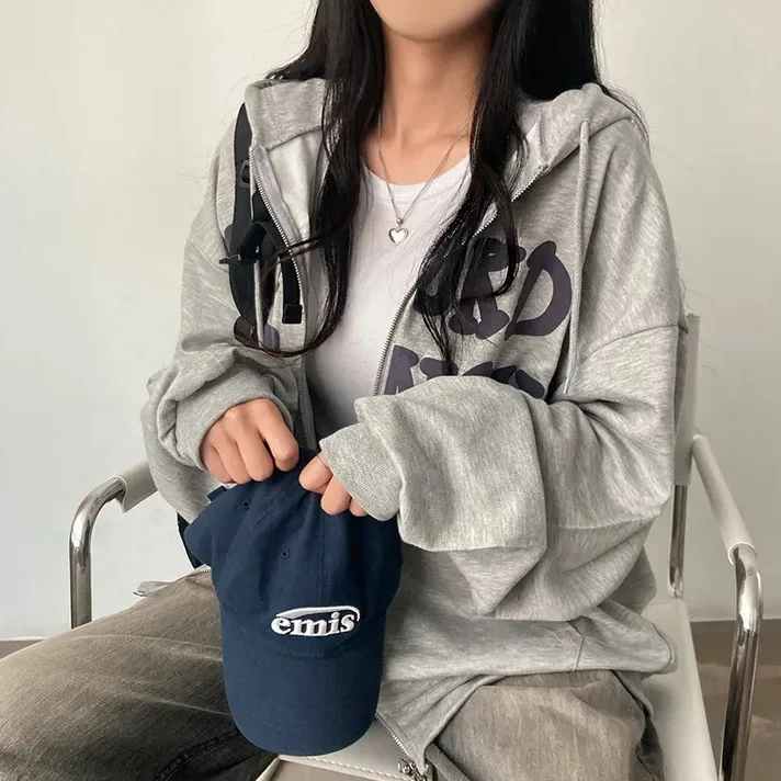 Women Sweatshirt Hoodie Clothes Y2k 2025 Fall New Hoodies Women High Street Harajuku Retro Hip Hop Zip Up Hoodie Loose Hoodie