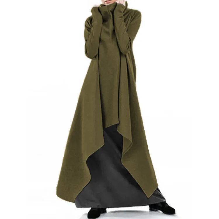 Women's Loose Irregular Long Hoodie Spring Autumn Fashion High Collar Long Sleeves Pullover Ladies Loose Comfortable Sweatirt