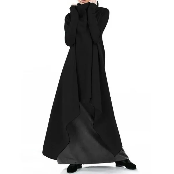 Women's Loose Irregular Long Hoodie Spring Autumn Fashion High Collar Long Sleeves Pullover Ladies Loose Comfortable Sweatirt