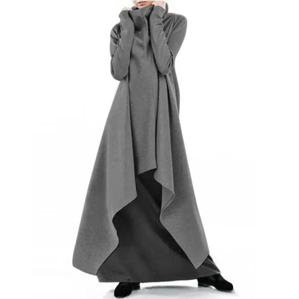 Women's Loose Irregular Long Hoodie Spring Autumn Fashion High Collar Long Sleeves Pullover Ladies Loose Comfortable Sweatirt