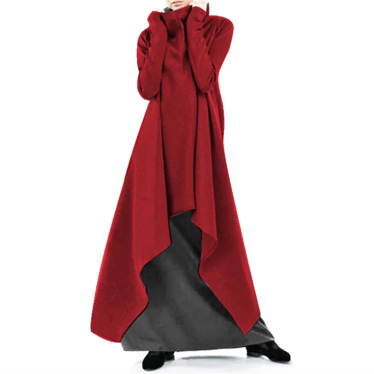 Women's Loose Irregular Long Hoodie Spring Autumn Fashion High Collar Long Sleeves Pullover Ladies Loose Comfortable Sweatirt