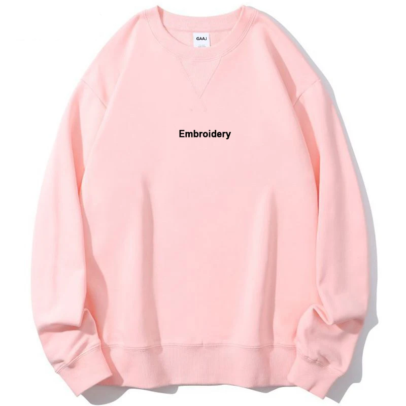 Embroidery Custom 100% Cotton Sweatshirt,Brand Loose Sweater,Autum Winter Long Sleeve Pullover,Vintage Woman Men Unisex  Clothes