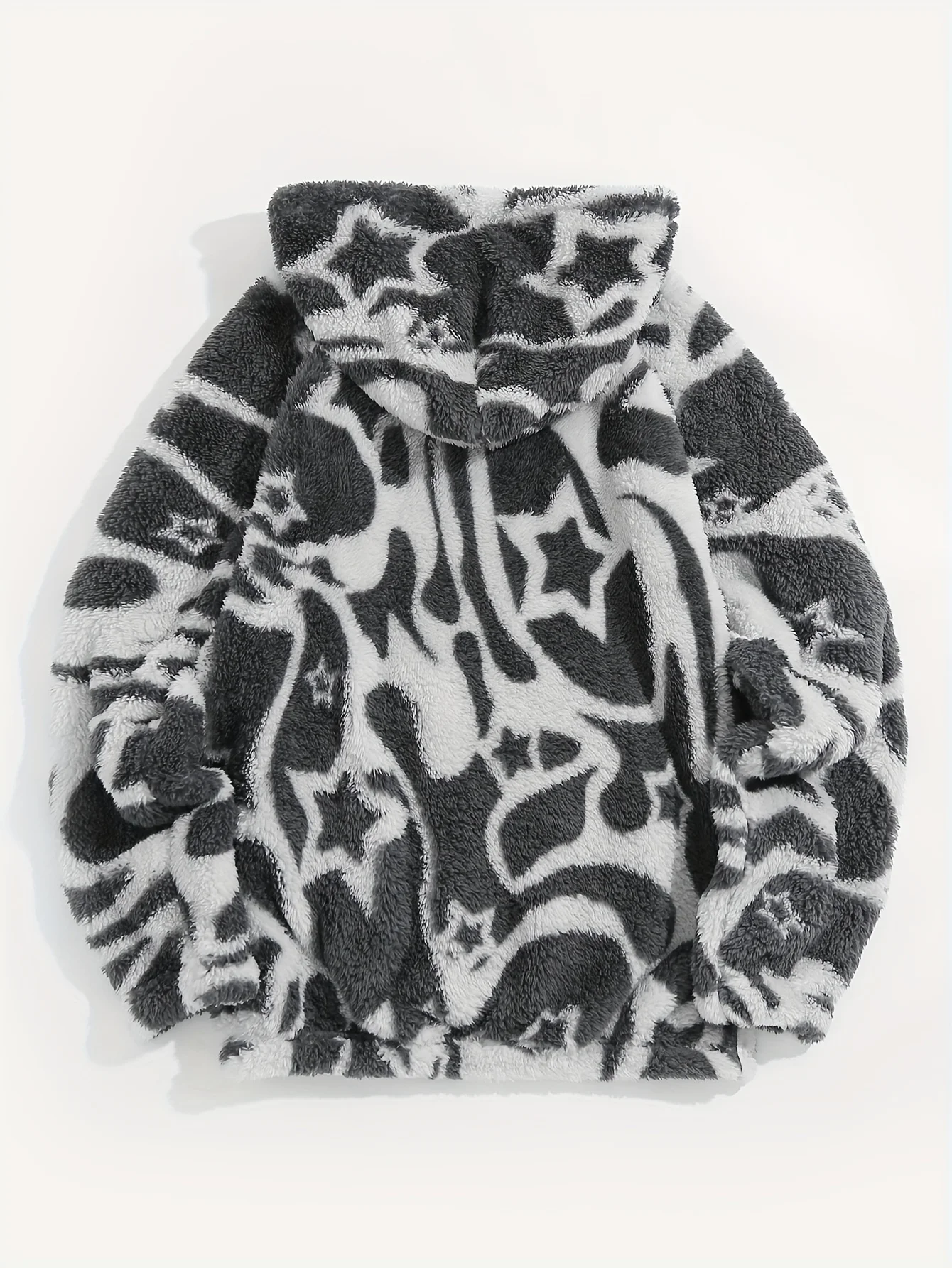 Retro Aztec Print Fleece Hoodie Cozy Oversized Western Sweatshirt Women Ethnic Hooded Sweatshirt Coat