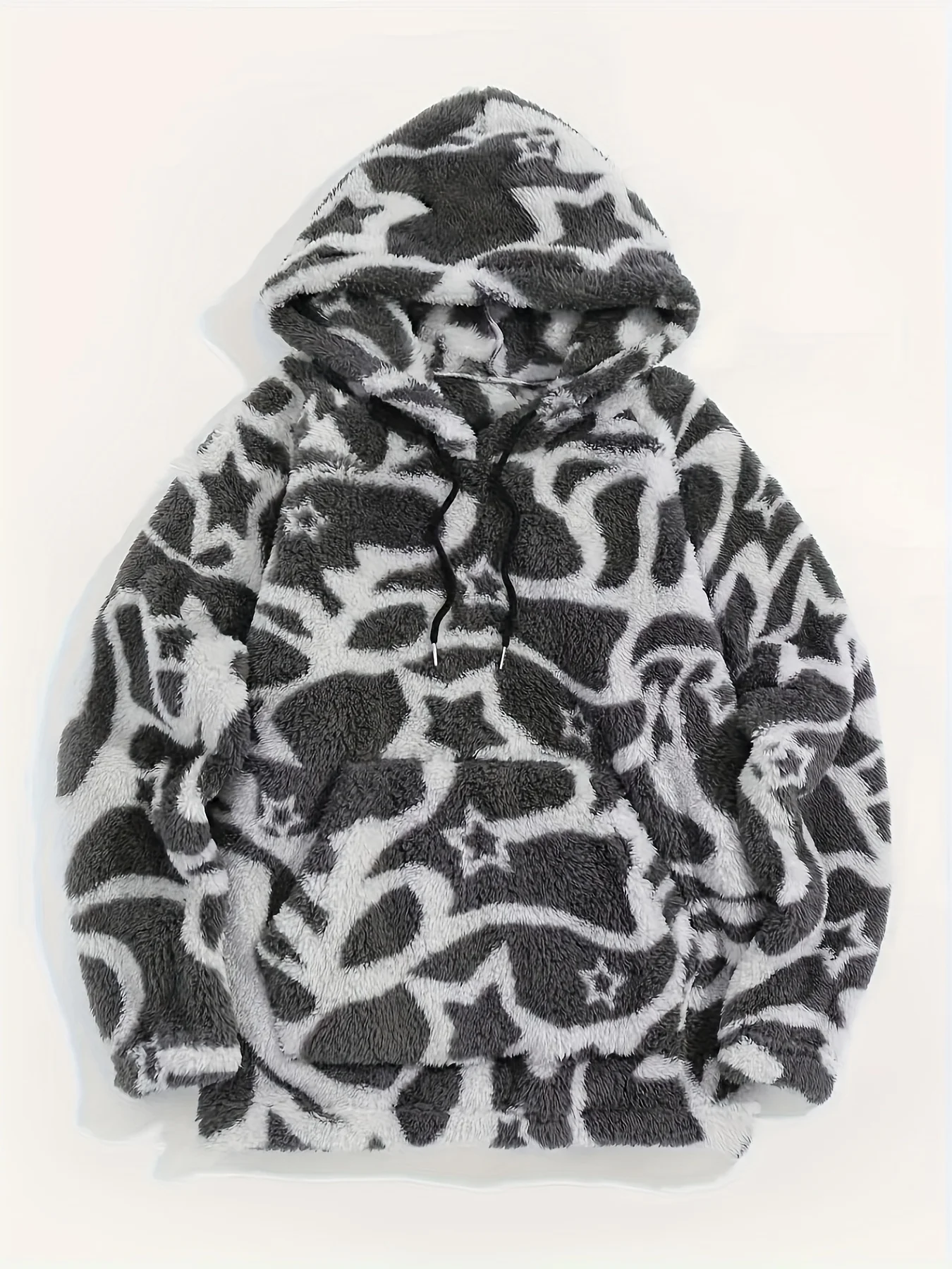 Retro Aztec Print Fleece Hoodie Cozy Oversized Western Sweatshirt Women Ethnic Hooded Sweatshirt Coat