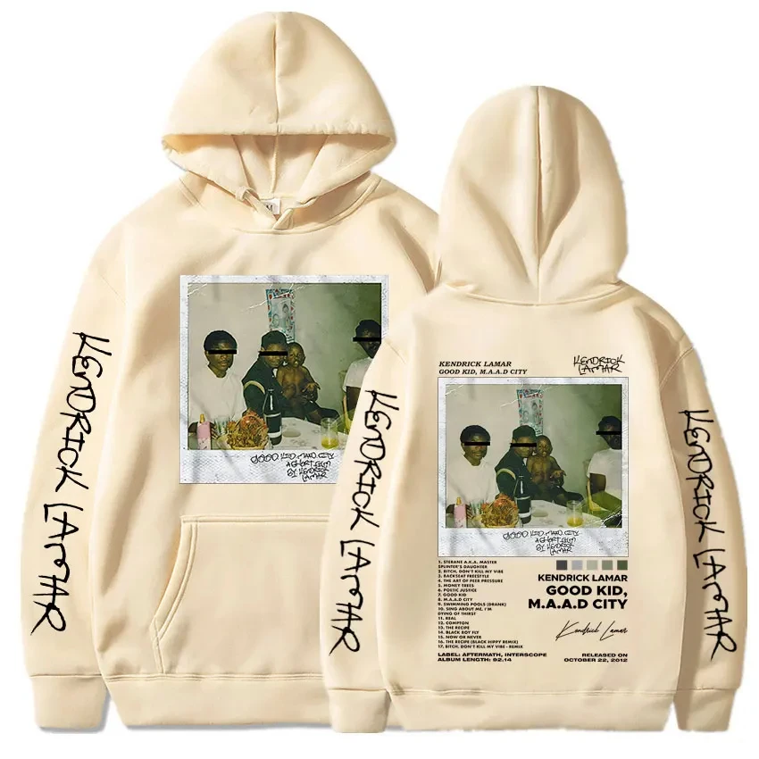 Hip Hop Men Women's Hoodie Rapper Kendrick Lamar Good Kid Album Graphic Printed Hooded Sweatshirts Fashion Pocket Streetwear